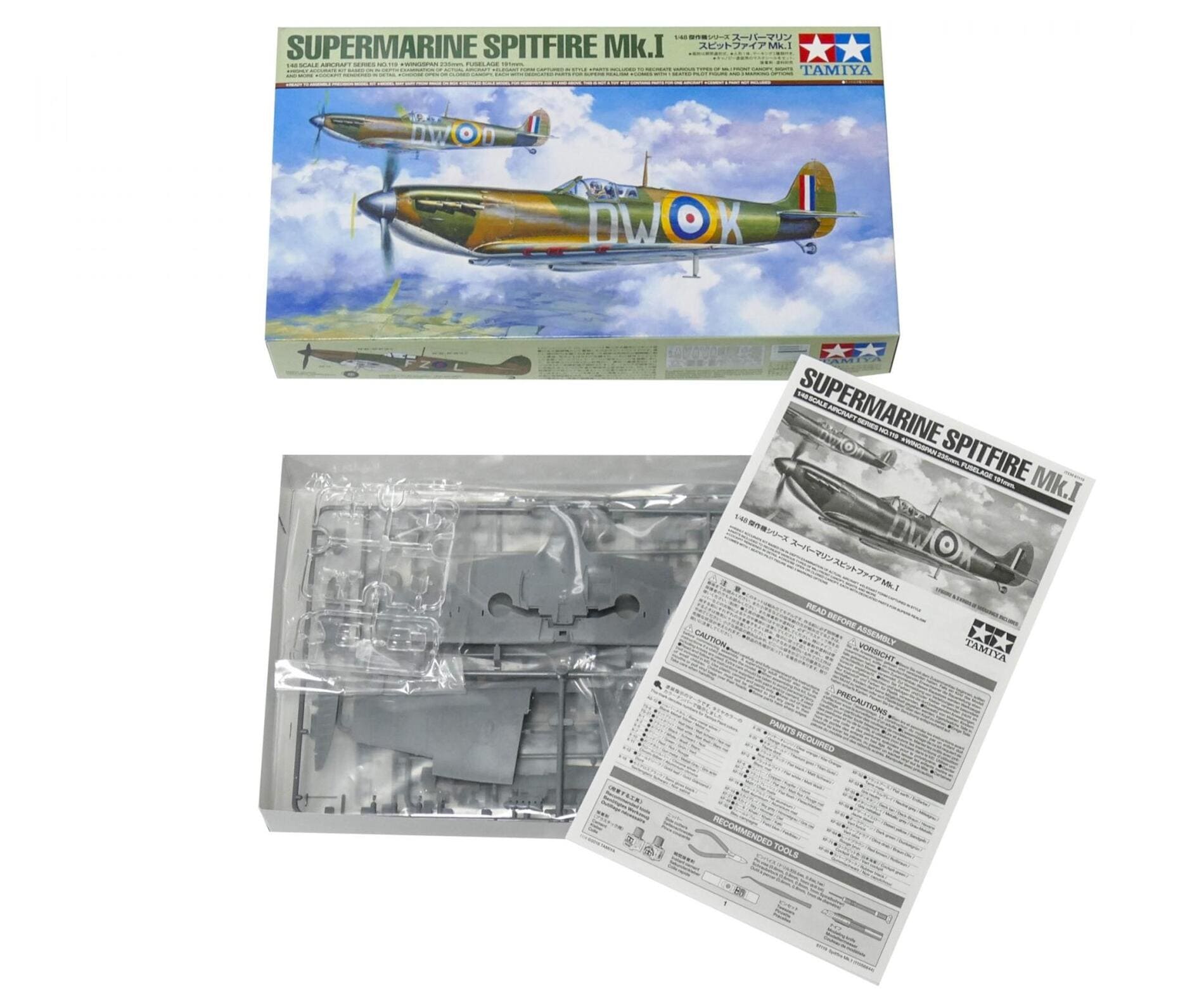 Tamiya 1_48 Supermarine Spitfire Mk.I Flugzeugmodell Bausatz