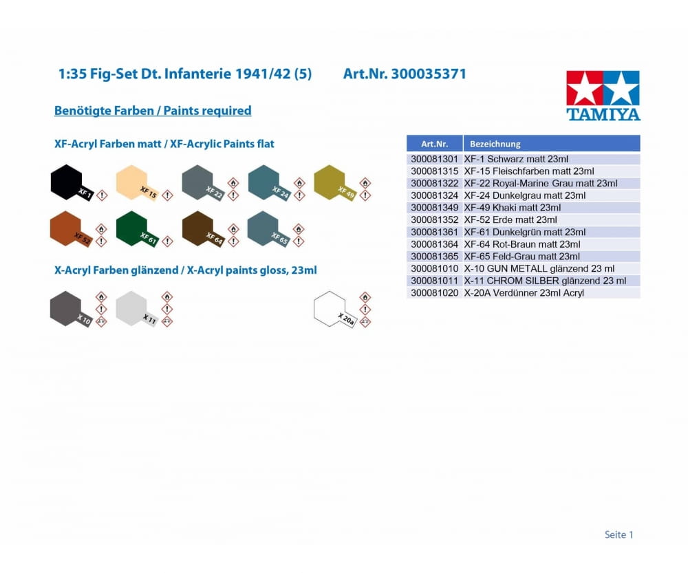 Tamiya Figuren Set Deutsche Infanterie 1941/42 (5) 1:35 Plastik Modellbau