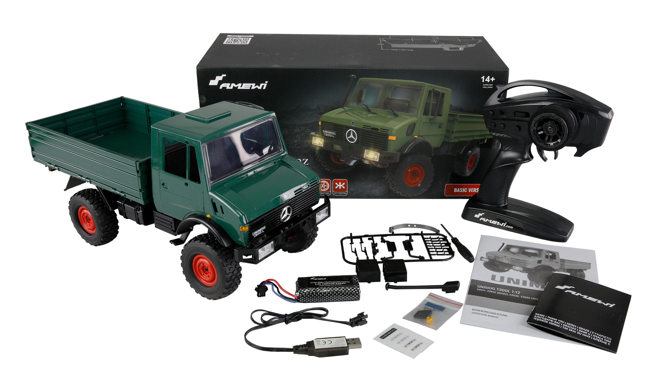 Amewi Mercedes Benz Unimog Basic 4WD RTR RC Modell 112 Amewi Mercedes-Benz Unimog Basic 4WD RTR RC Modellfahrzeug 1_12