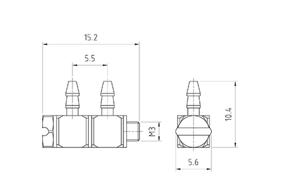 Lesu Hydraulik Doppel-Nippel Winkel M3 für 2,5/1,5mm Schlauch