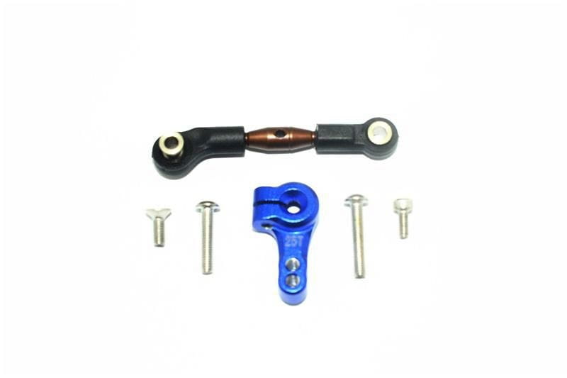 GPM Alu Servo Horn 25T mit Spurstange blau fuer Traxxas Rustler_ Slash 4x4 _ 2WD - RC-Zubehoer