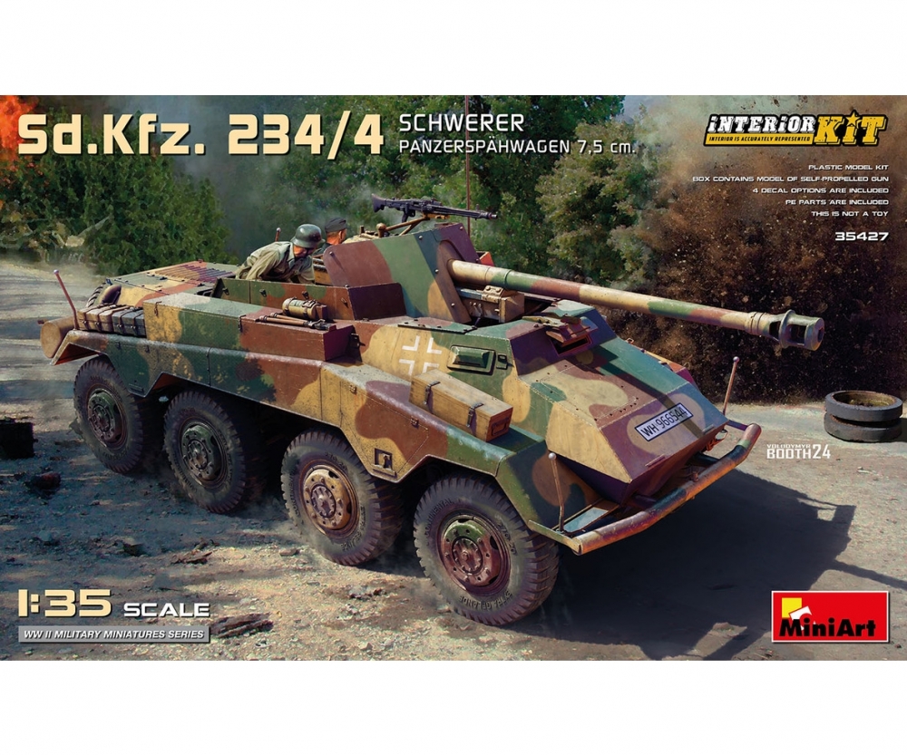 MiniArt 1_35 Sd_Kfz 234_4 Panzerspaehwag w_ Int. Plastik Modellbausatz - RC-Zubehoer