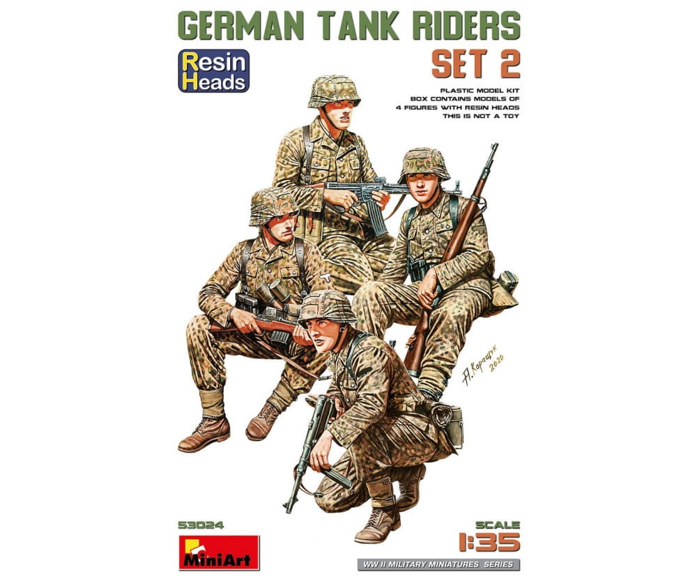 MiniArt 1_35 Dt_ Panzerb_ sitzend m_ Res. Koepfen Plastik Modellbausatz - RC-Zubehoer