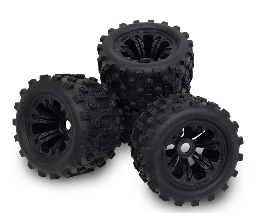 Carson 1_8 Reifen Raeder Set schwarz King of Dirt fuer RC-Modelle