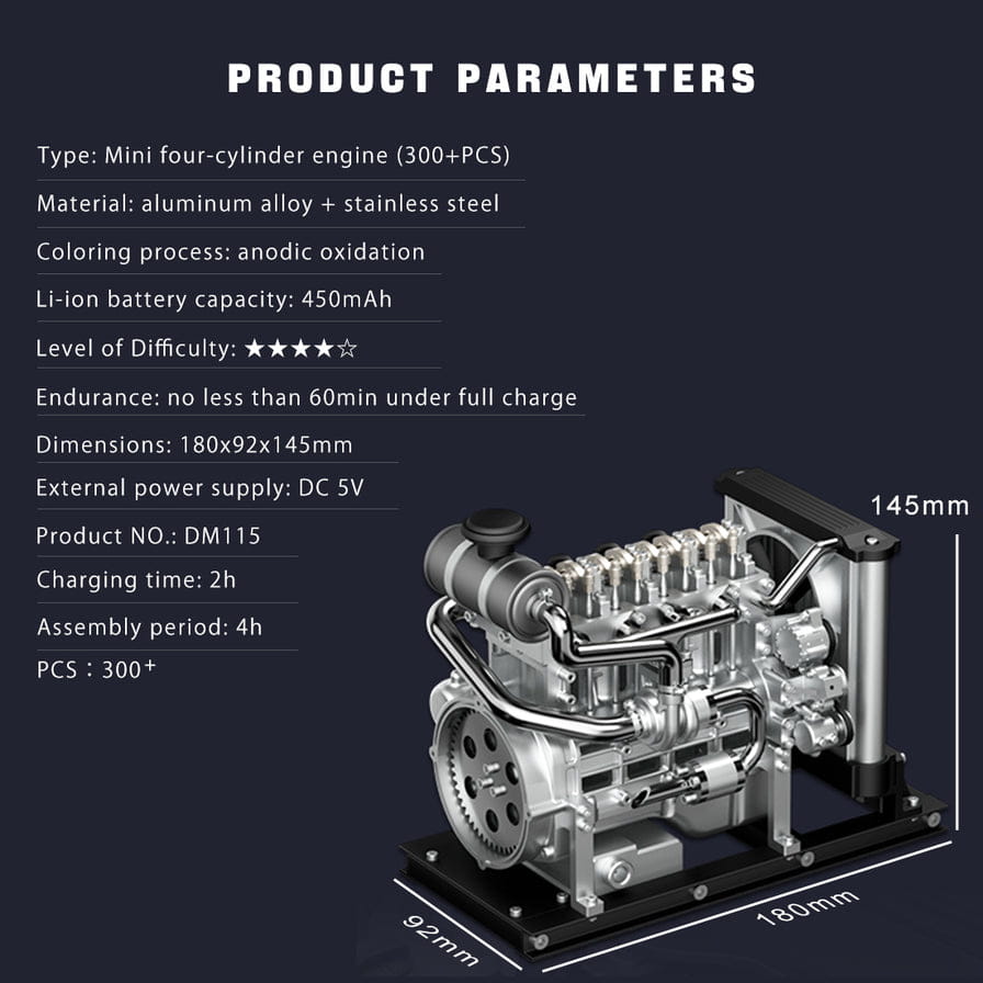 Thicon Diesel-Motor 4-Zylinder Metall, Bausatz