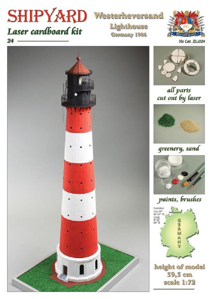 Shipyard Leuchtturm Westerheversand Lighthouse Germany 1906 1:72 Laser Kartonbausatz Shipyard Leuchtturm Westerheversand Lighthouse Germany 1906 1:72 Laser Kartonbausatz