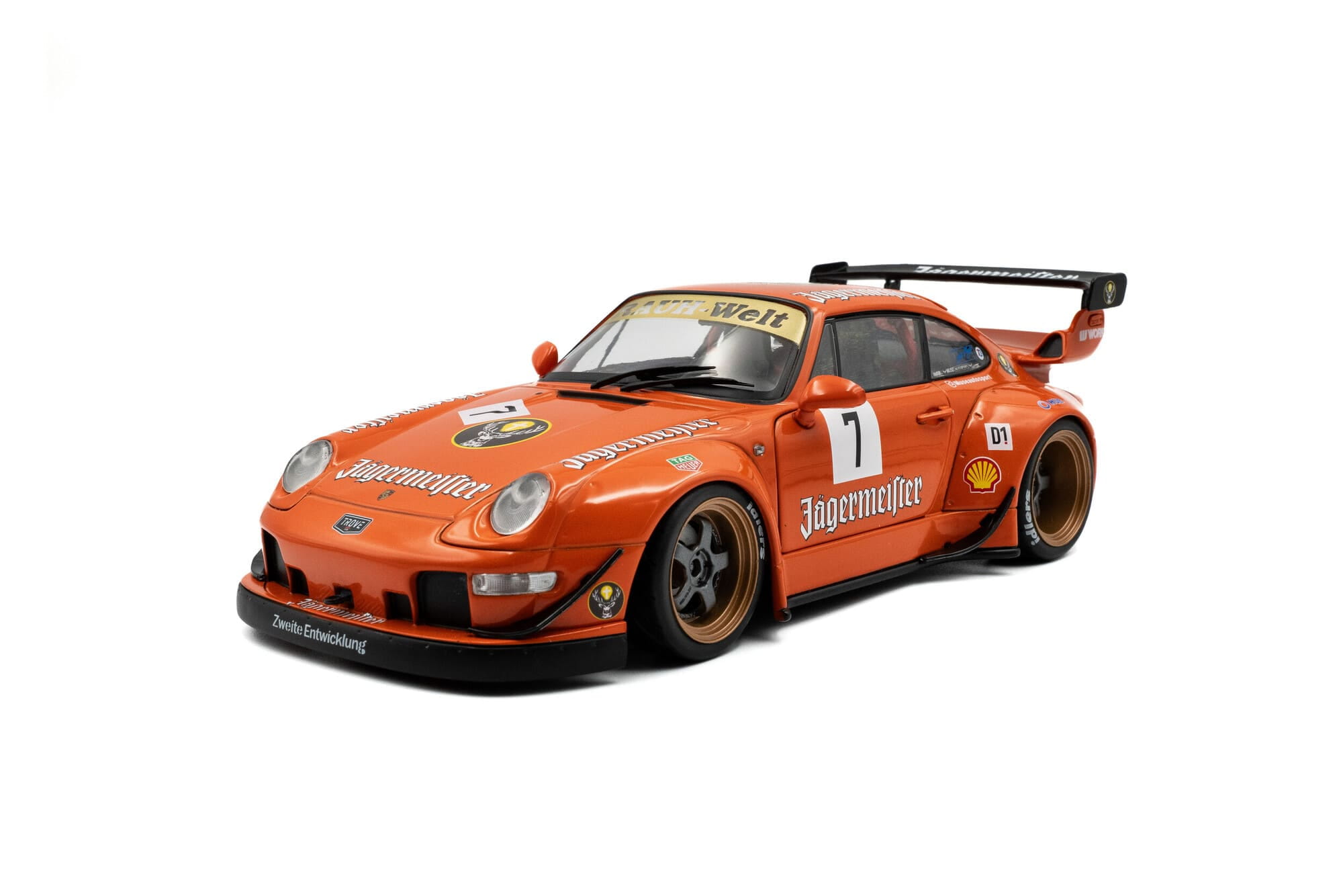 Solido RWB 911 Jaegermeister Orange Standmodellauto im Massstab 1_18