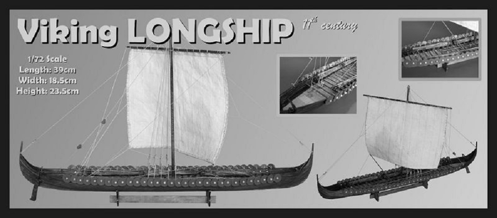 Krick Dusek Kriegsschiff um 1100 n. Chr. Wikinger Langschiff 1:72 Holz Baukasten