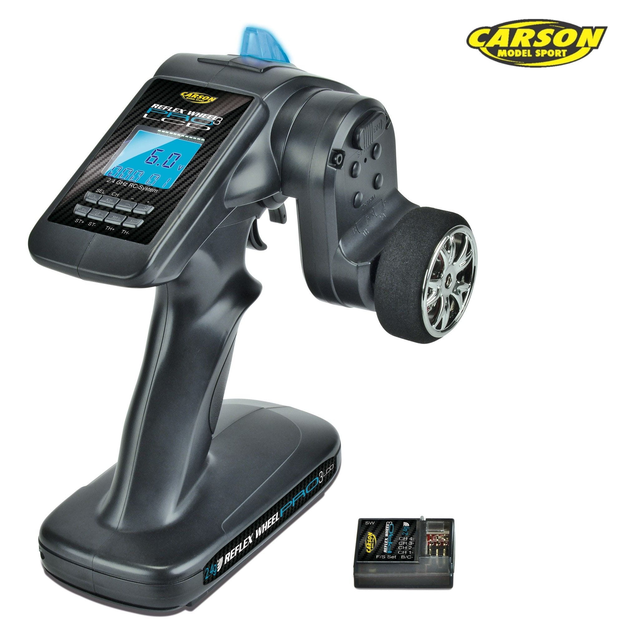 Carson Reflex Wheel pro III LCD 2,4GHz 11,1V FHSS 3 Kanal Fernsteuerung mit 4 Kanal Empfänger Carson Reflex Wheel pro III LCD 2,4GHz 11,1V FHSS 3 Kanal Fernsteuerung mit 4 Kanal Empfänger