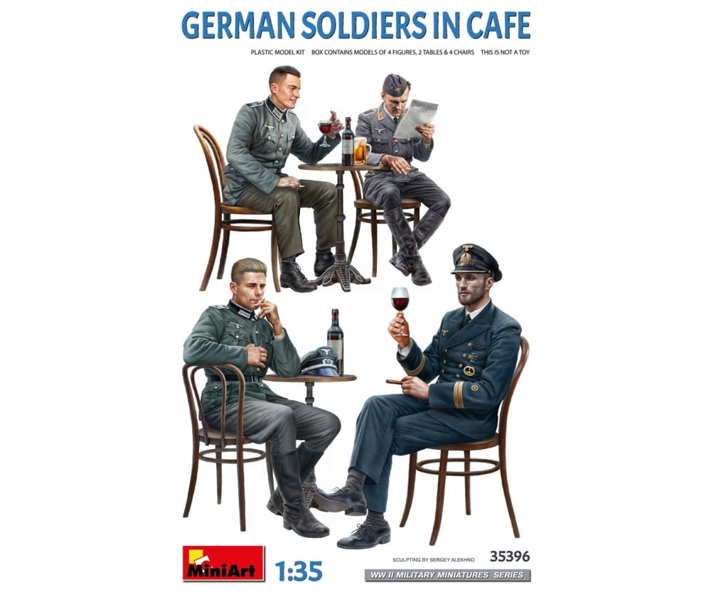 MiniArt 1:35 Figuren Dt. Soldaten im Café (4) Plastik Modellbau