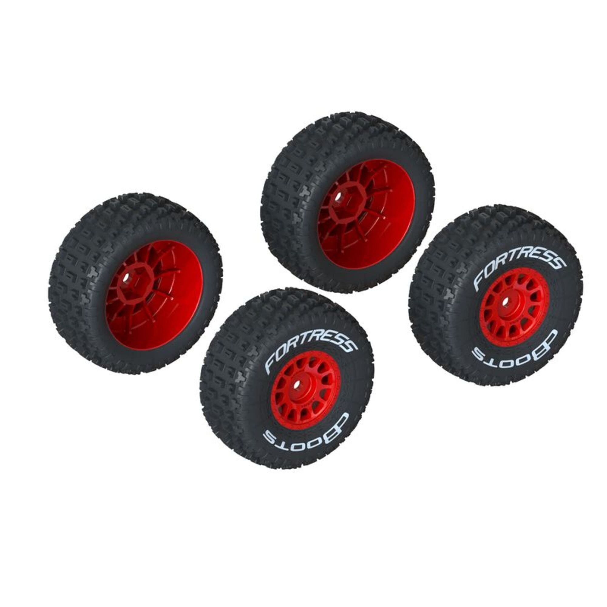 Arrma dBoots FORTRESS Reifen Set geklebt Red _2 Paar_ - RC-Zubehoer