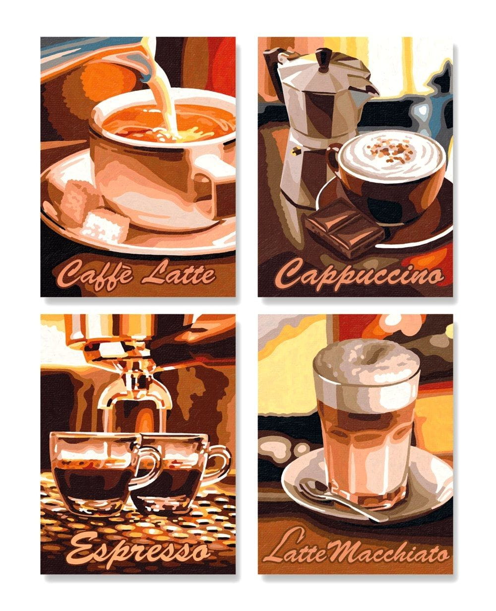 Schipper Malen nach Zahlen Kaffeepause Quattro 4 Bilder je 18 x 24 cm