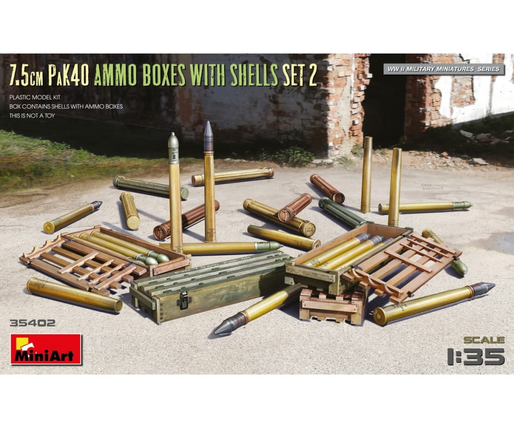 MiniArt 1:35 Dt. 7,5cm PaK40 Munitionski. Set 2 Plastik Modellbau
