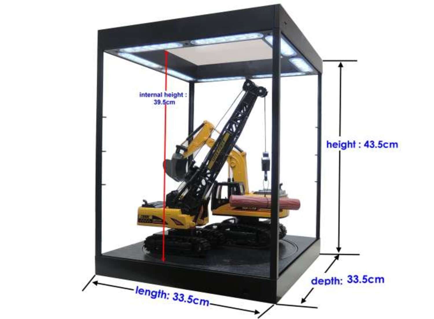 Triple9 LED-Vitrine 1_18 Weiss mit Spiegelrueckwand und Drehteller_