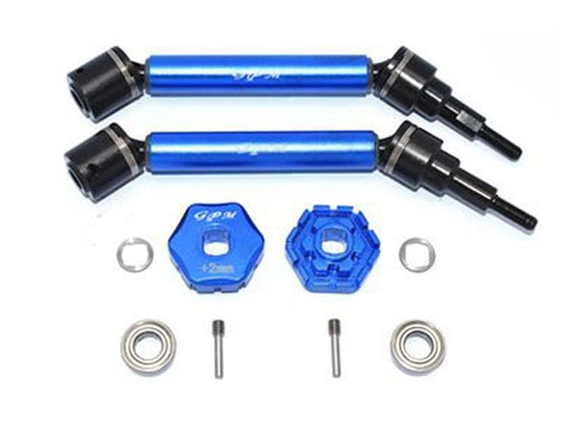 GPM Stahl CVD gehaertet mit Aluwelle mit Hex _2mm blau _4 Stk._ fuer Traxxas MAXX - RC-Zubehoer