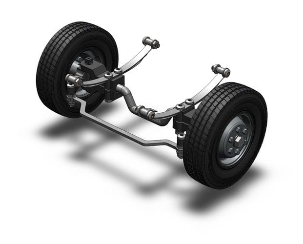 Wedico Vorderachse fuer Standard-Fahrgestelle mit Lenkung und Raedern - RC-Zubehoer