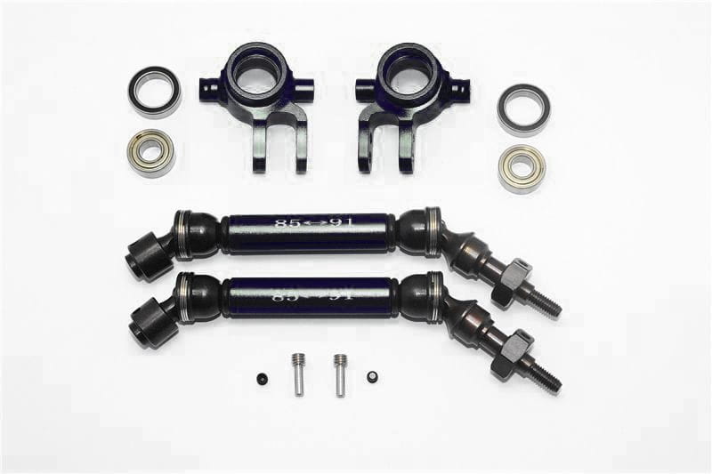 GPM Stahl CVD m_ Alu-Antriebswelle_ Lenkhebel - Lager vorn schw. fuer Traxxas Rustler_ Slash 4x4 - RC