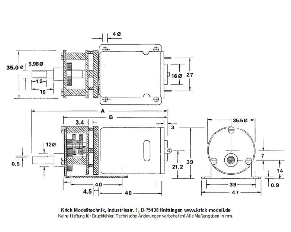 Krick MAX Gear Getriebemotor 6:1