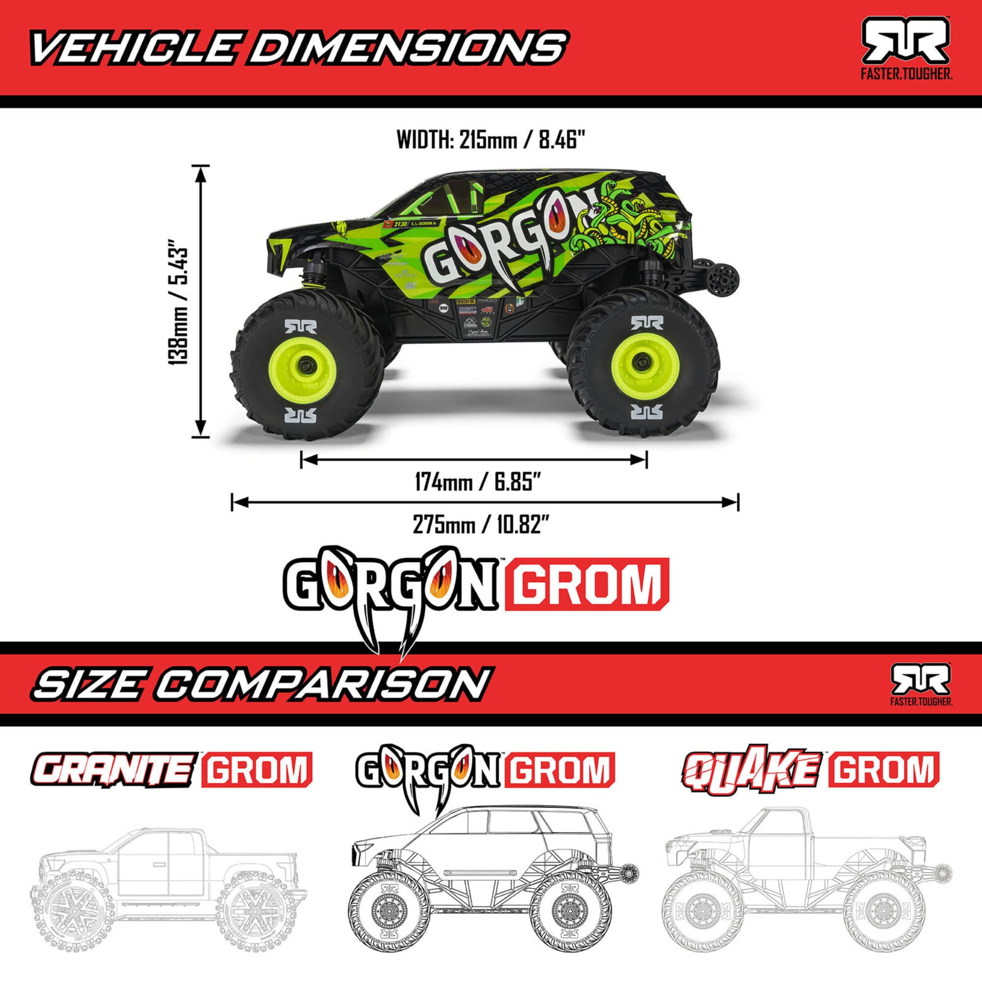 Arrma GORGON GROM 1_16 4X4 RTR Monster Truck Rot