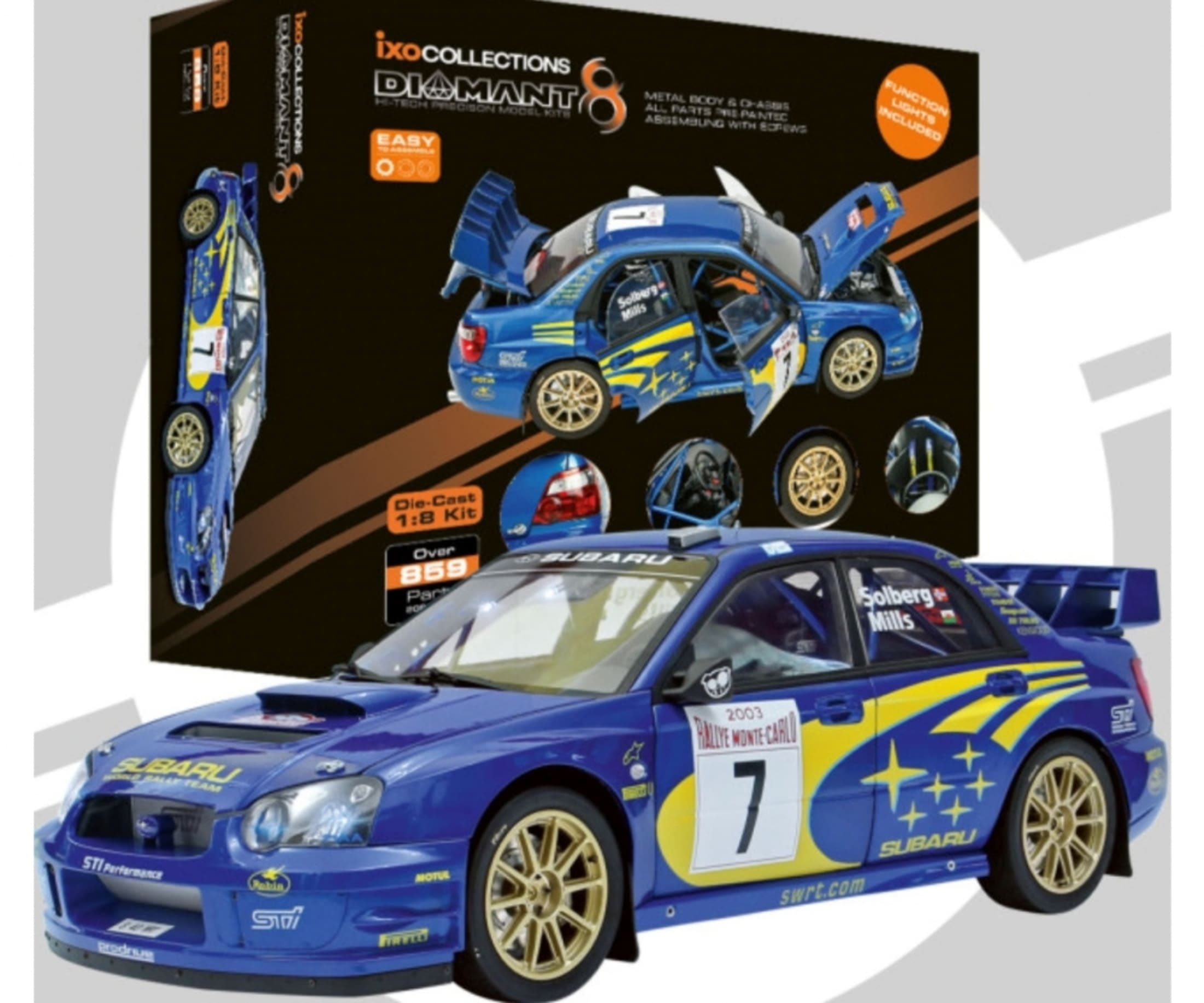 1:8 IXO Subaru Impreza Rally MC 2003 Modellauto Bausatz - Licht & Sound