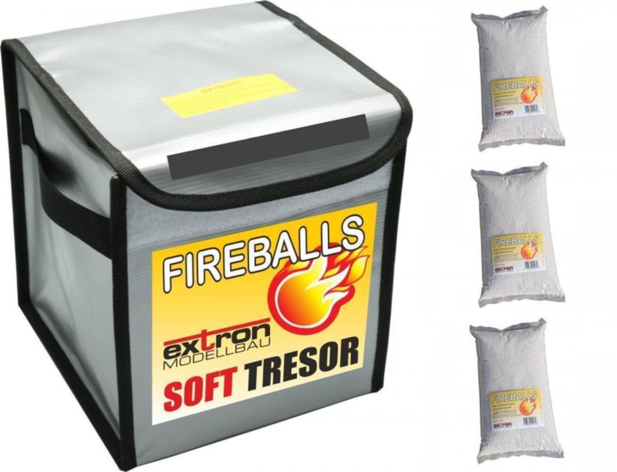 Pichler Extron FIREBALLS Soft Tresor fuer LiPo Akkus mit 3x FIREBALLS Granulat