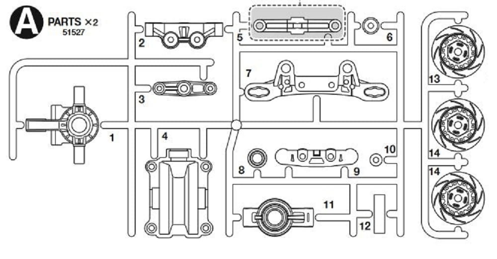 Tamiya TT-02 A-Teile Achsschenkel, Radmitnehmer Tamiya TT-02 A-Teile Achsschenkel, Radmitnehmer