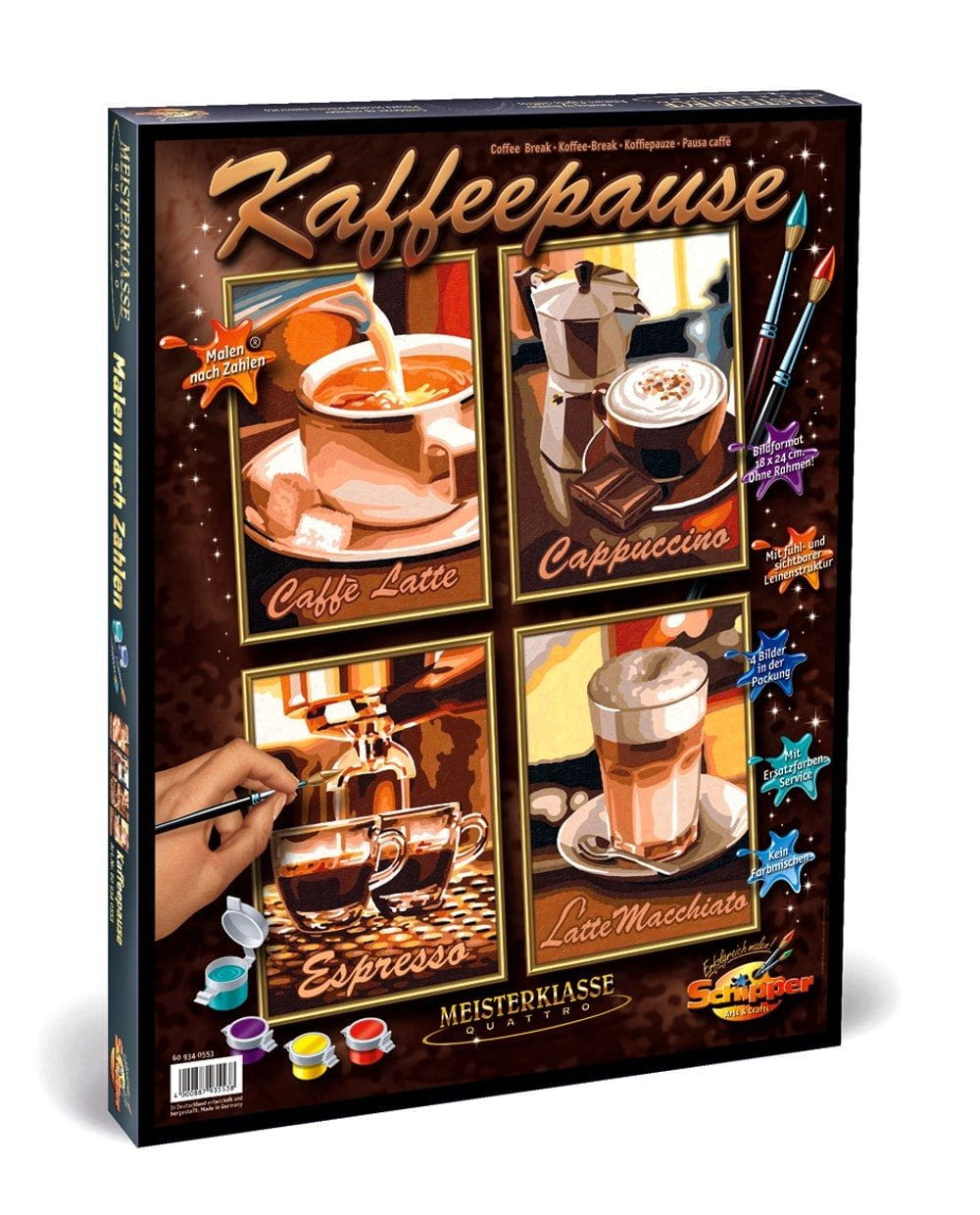 Schipper Malen nach Zahlen Kaffeepause Quattro 4 Bilder je 18 x 24 cm