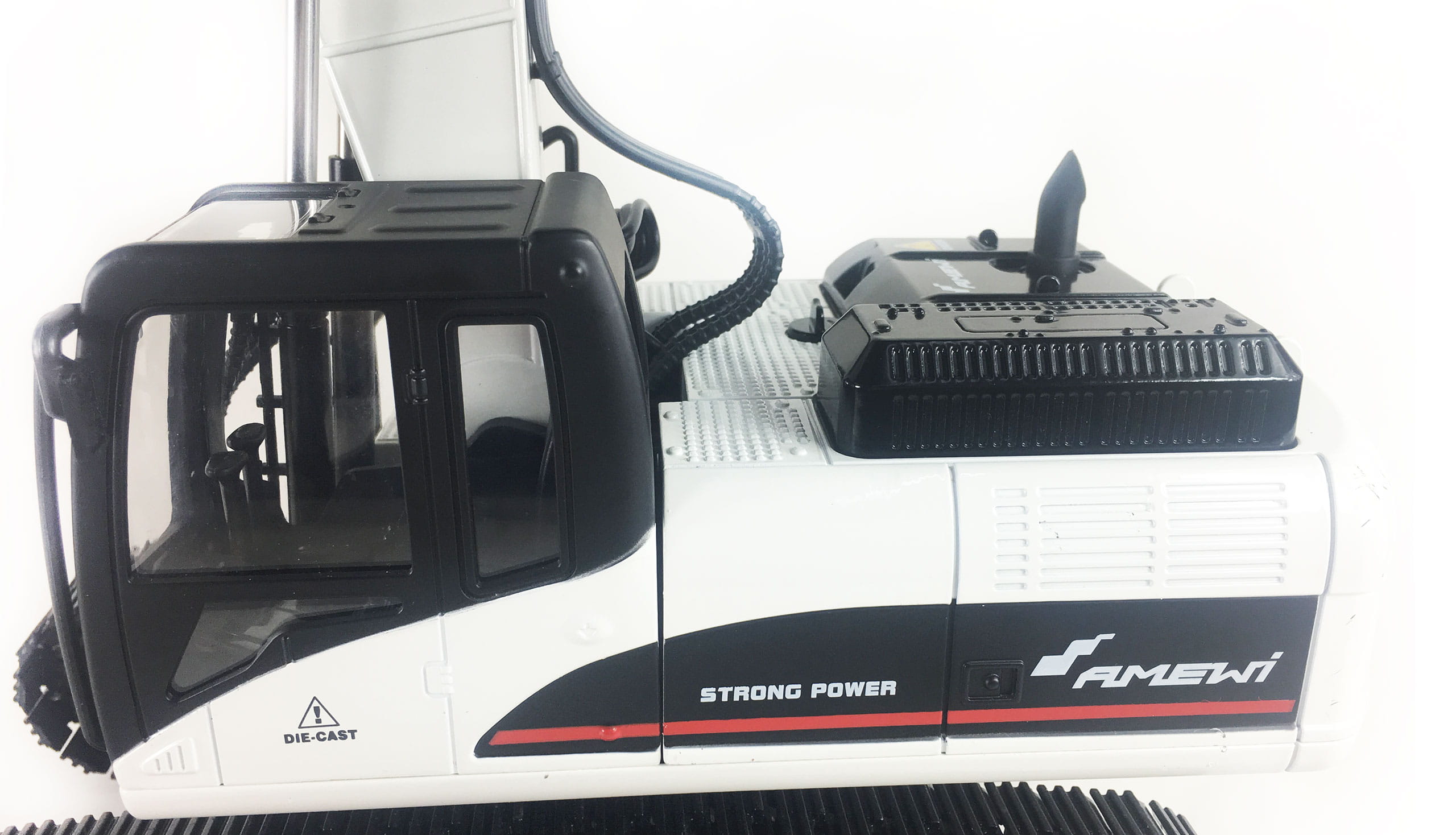 Amewi RC Bagger 1_14 Vollmetall RTR - Weiss mit Zubehoer Amewi RC Bagger 1_14 Vollmetall RTR mit Zubehoer Greifer Hammer Weiss