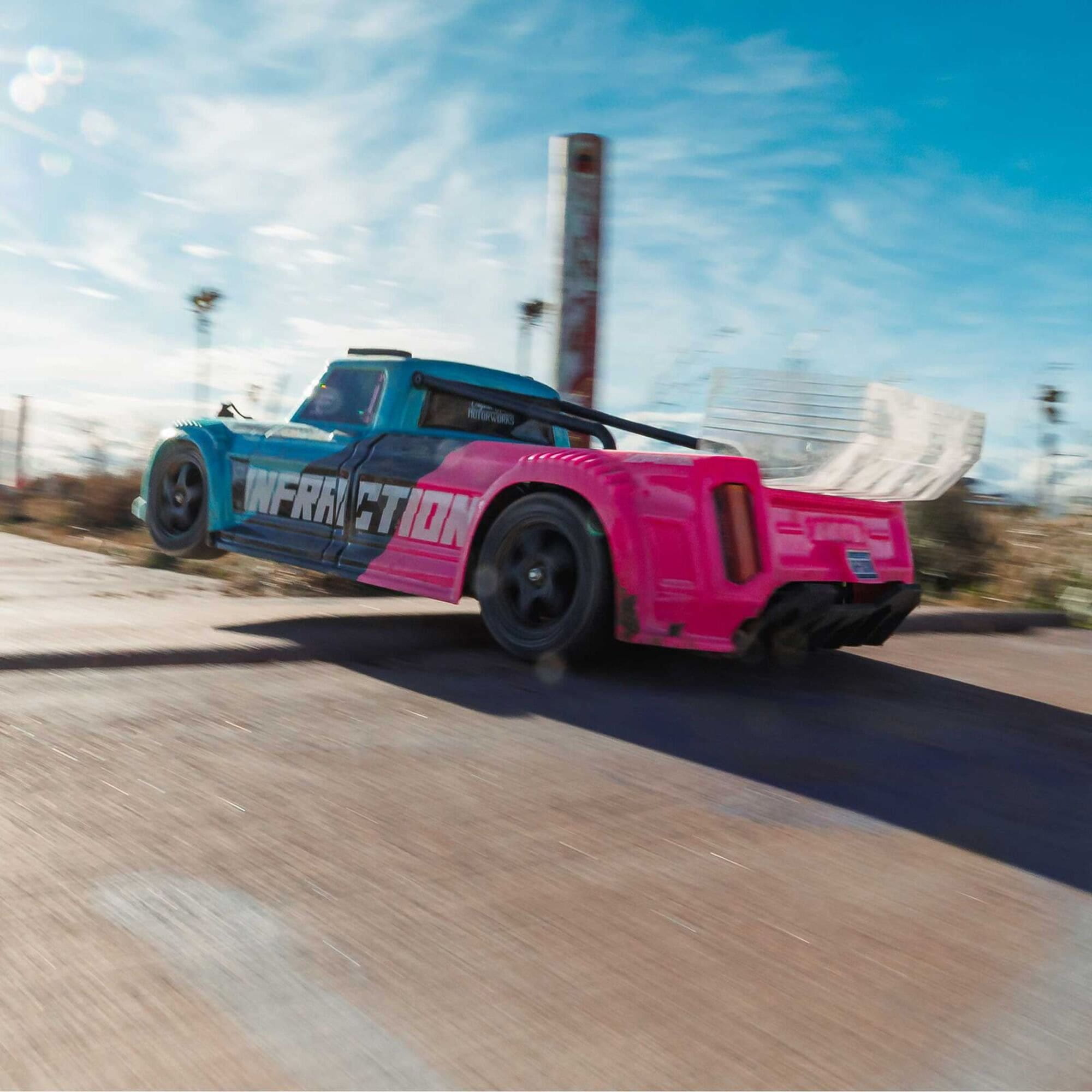 ARRMA Infraction 223S 1_8 RC Auto Brushless 4WD Street Basher in Pink