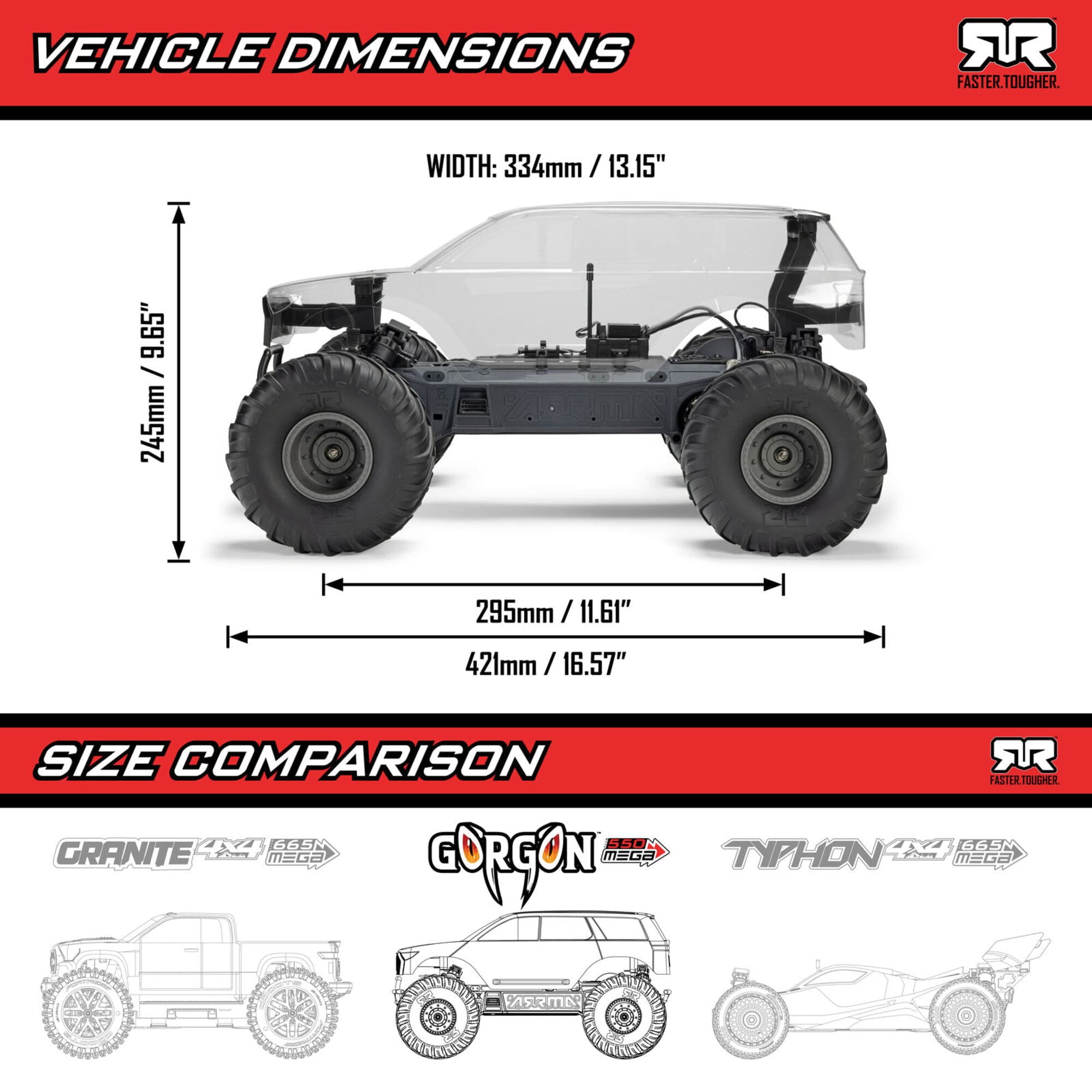 Arrma 1_10 Gorgon 2WD Monster Truck RTA Bausatz - mit Akku und Ladegeraet