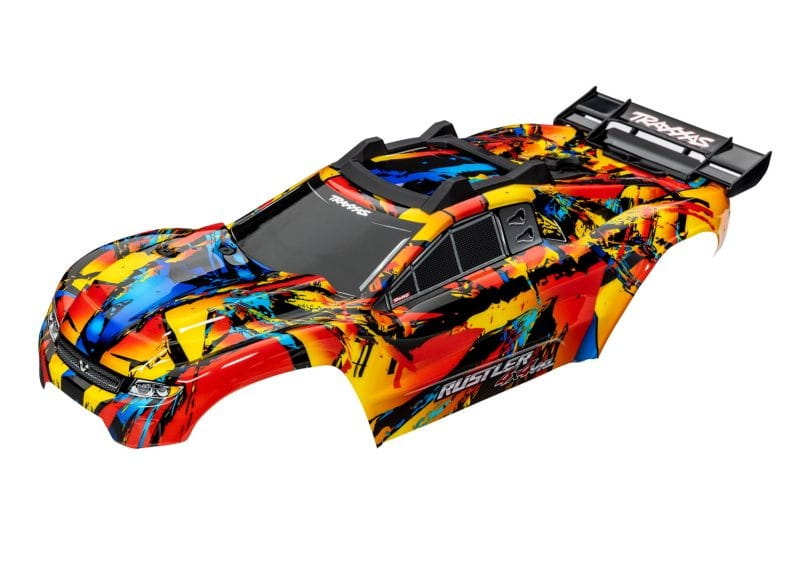 Traxxas Karosserie Rustler 4X4 Solar-Flare +Decals mit Karosseriehalterung