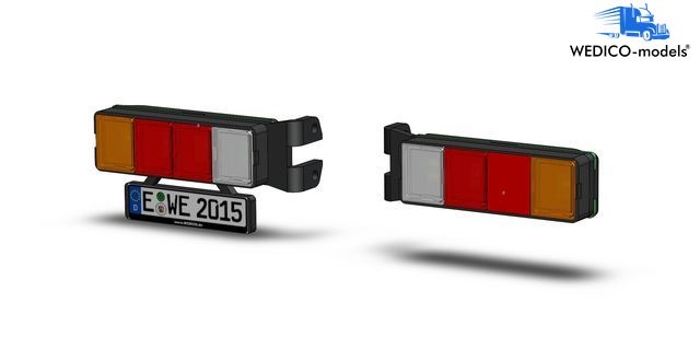 Wedico 4-Kammer LED-Rueckleuchten mit Nummernschild - RC-Zubehoer