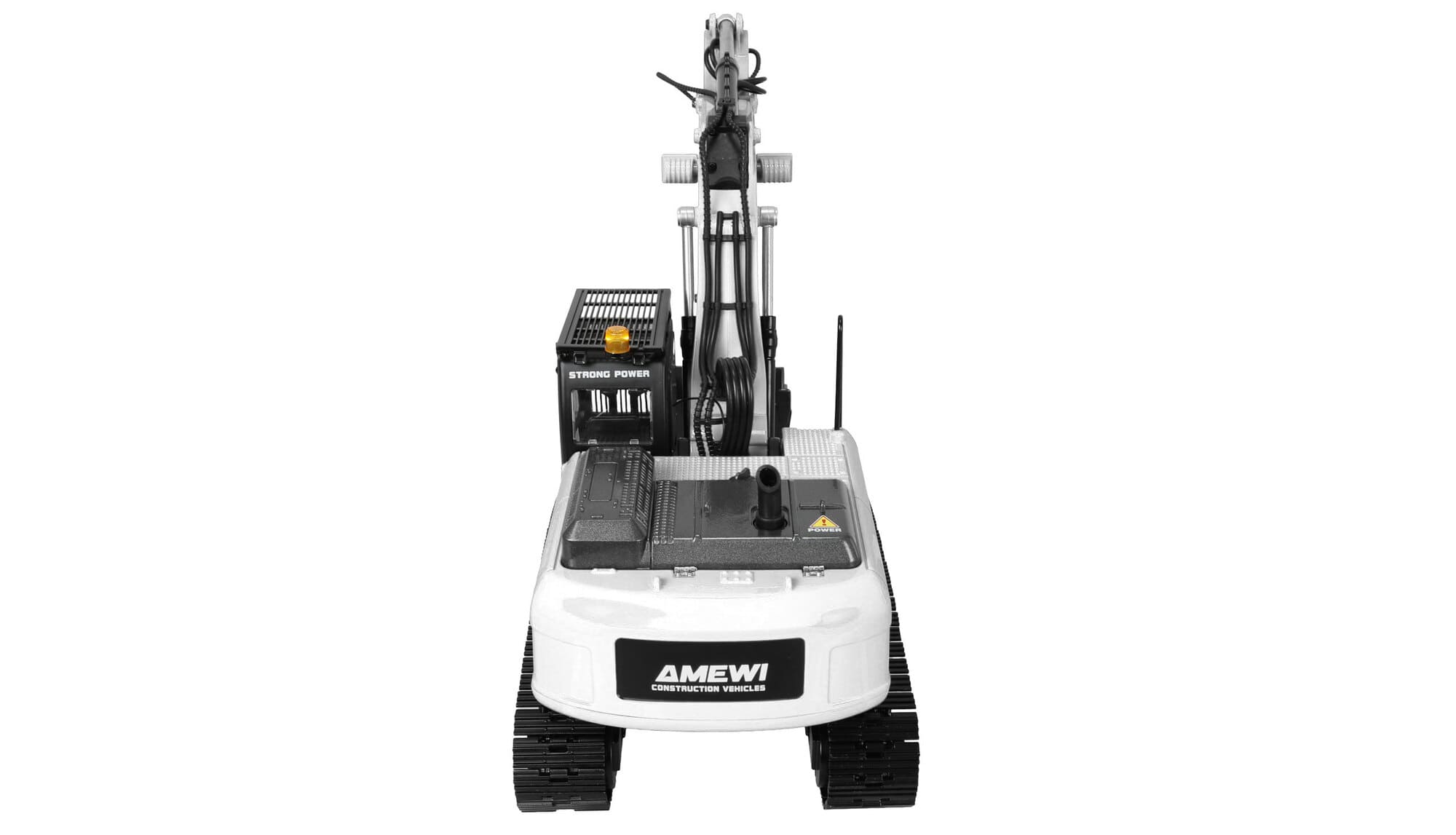 Amewi G705E Metall Bagger 1_14 RTR mit 4 Anbaugeraeten Weiss