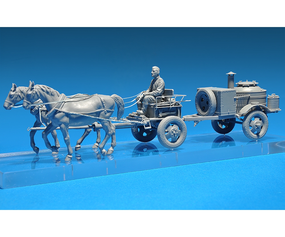 Plastikmodellbau von Miniart 1-35 feldkueche kp 42 pferdegespann