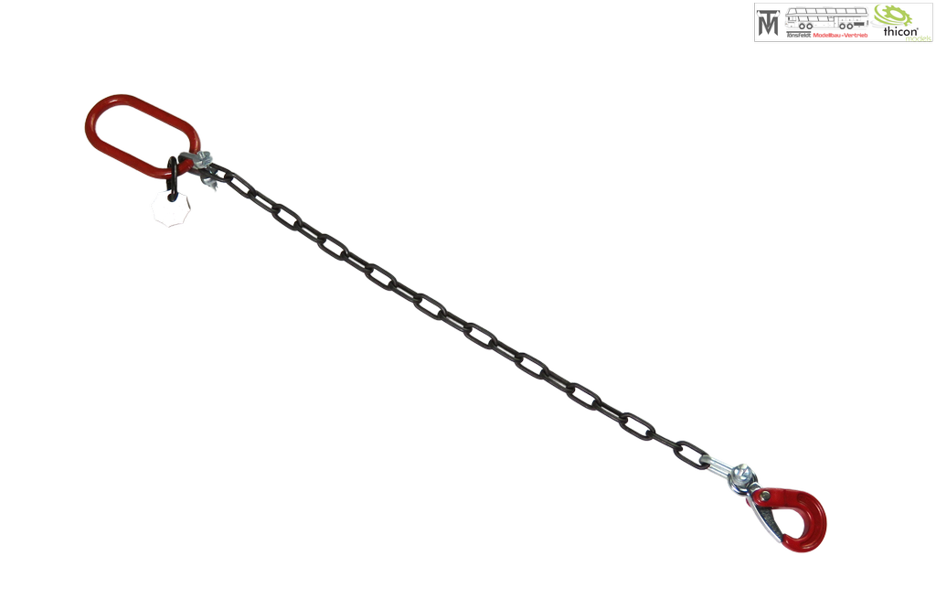 Thicon 1_14 Anschlagkette 10cm mit 1x Haken rot und Plakette - RC-Zubehoer