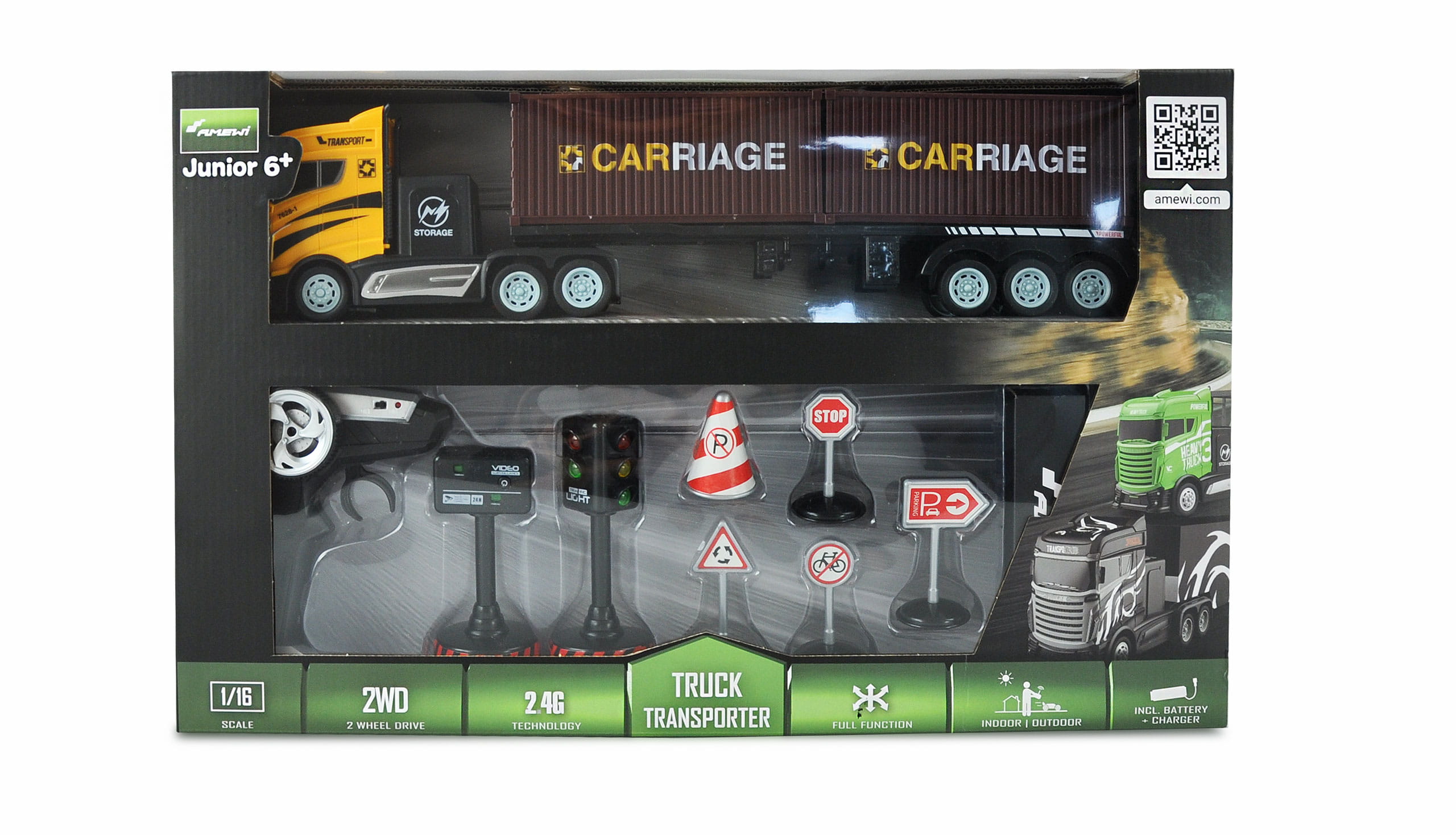 Amewi RC Truck Sattelschlepper mit Container Auflieger 2WD 1:16 2,4GHz RTR