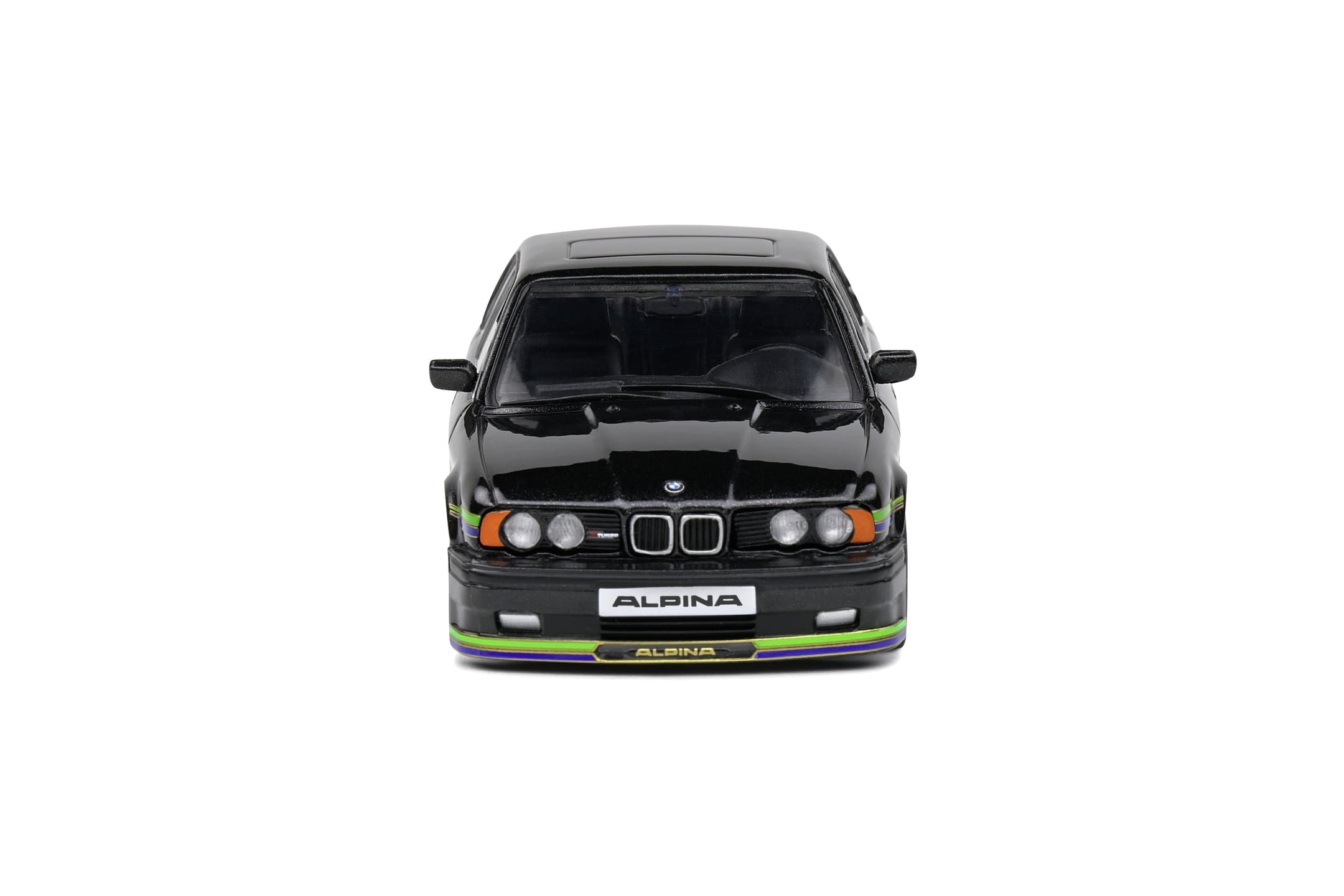 Solido 1_43 Alpina B10 BiTurbo 1994 Modellauto schwarz mit gruenen Streifen - Detailgetreu