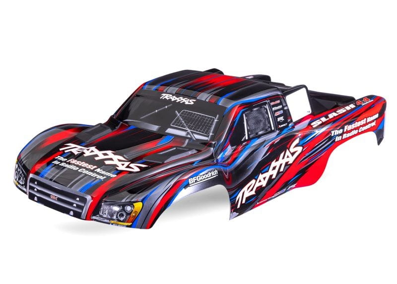 Traxxas Karosserie Slash 4x4 rot mit Aufkleber und Karo Halterung - RC-Zubehoer