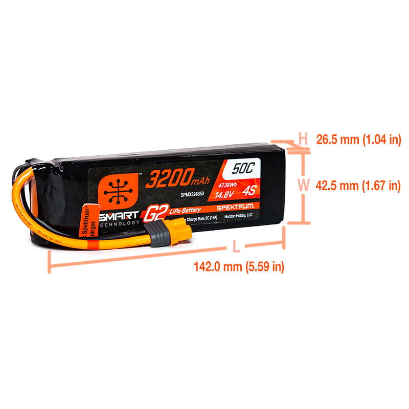 Spektrum Lipo Akku 3200mAh 4S 14,8V Smart G2 50C IC3