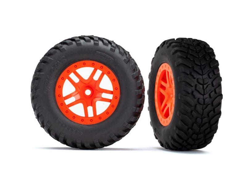 Traxxas Reifen auf Felge SCT Split-Spoke orange _2_ 4WD v_h_ 2WD h _ - RC-Zubehoer