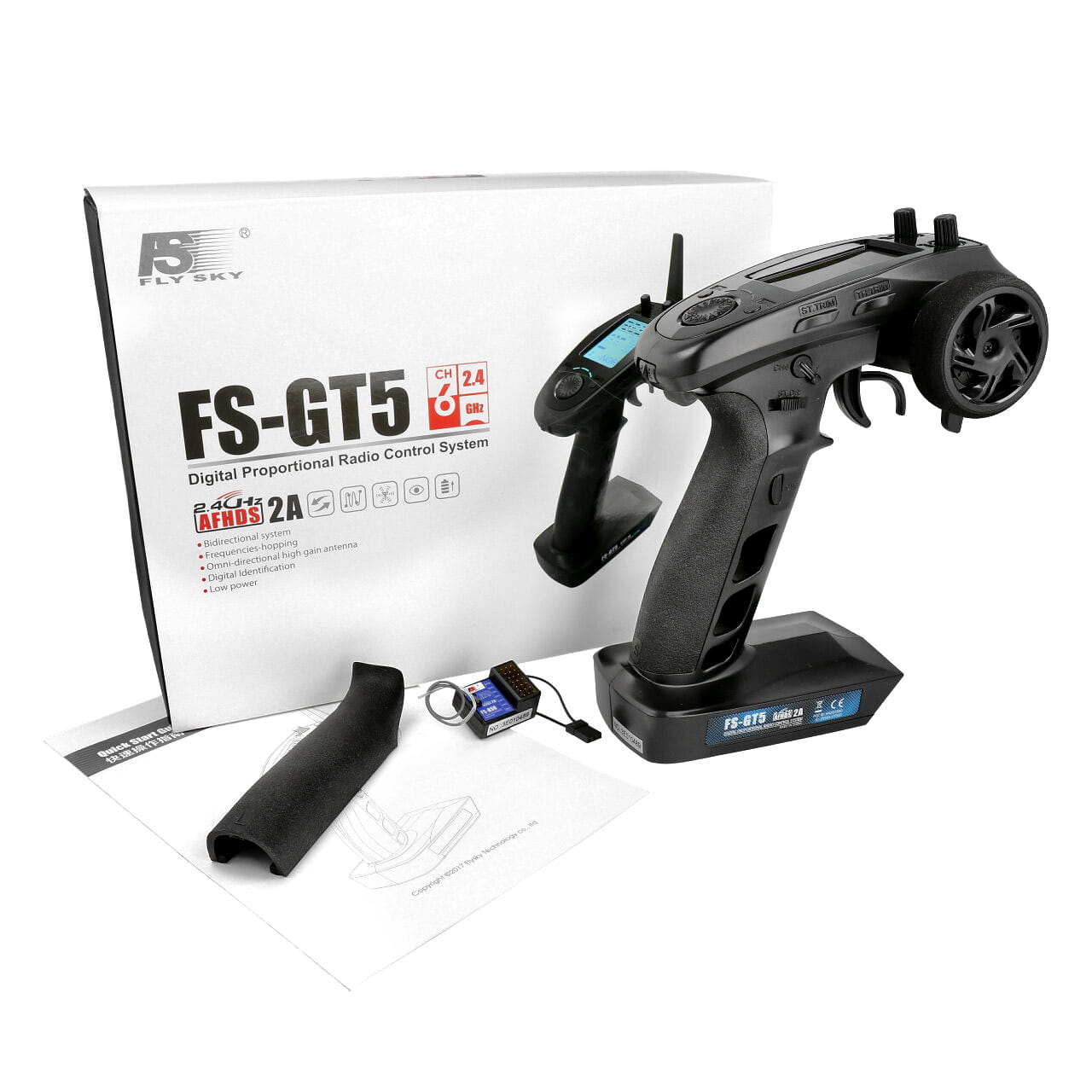 FS GT5 Fernsteuerung Sender 6 Kanal mit 1 Empfaenger Flysky FS-GT5 Fernsteuerung Sender 6 Kanal mit 1 Empfaenger - RC-Zubehoer