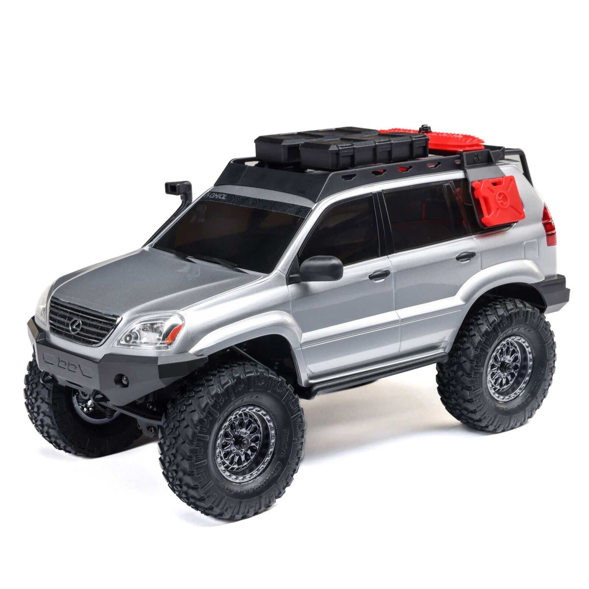 Axial SCX24 Lexus GX 470 1_24 4X4 Crawler RTR Modell mit Akku und Ladegeraet Silber