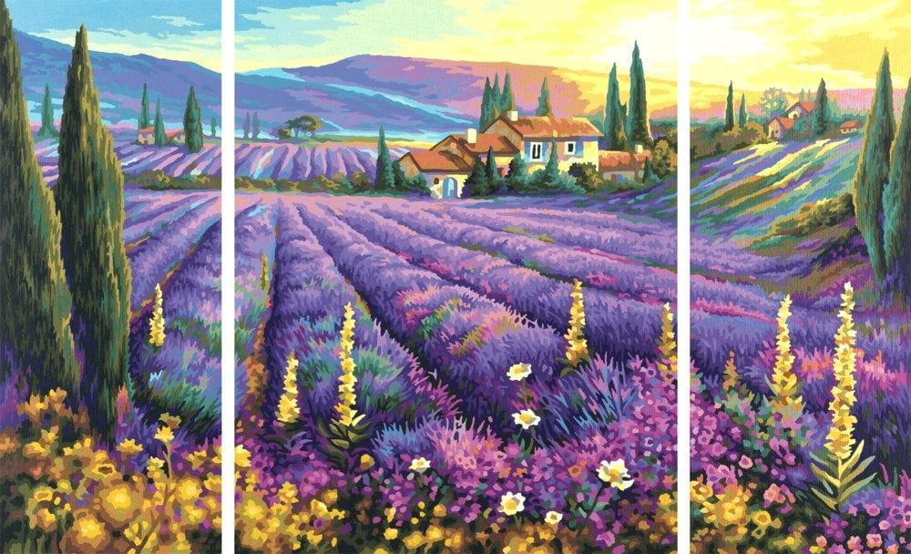 Schipper Lavendelfelder Triptychon Malen nach Zahlen 50 x 80 cm