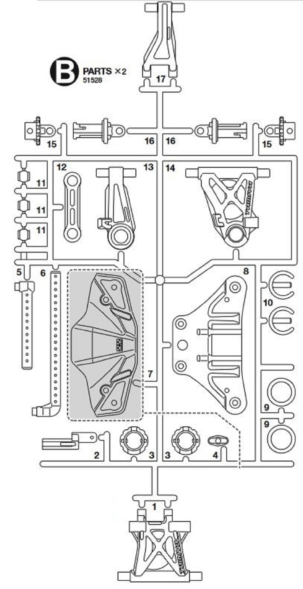 Tamiya TT-02 B-Teile Querlenker Aufhängung Karosserie Halter Tamiya TT-02 B-Teile Querlenker Aufhängung Karosserie Halter