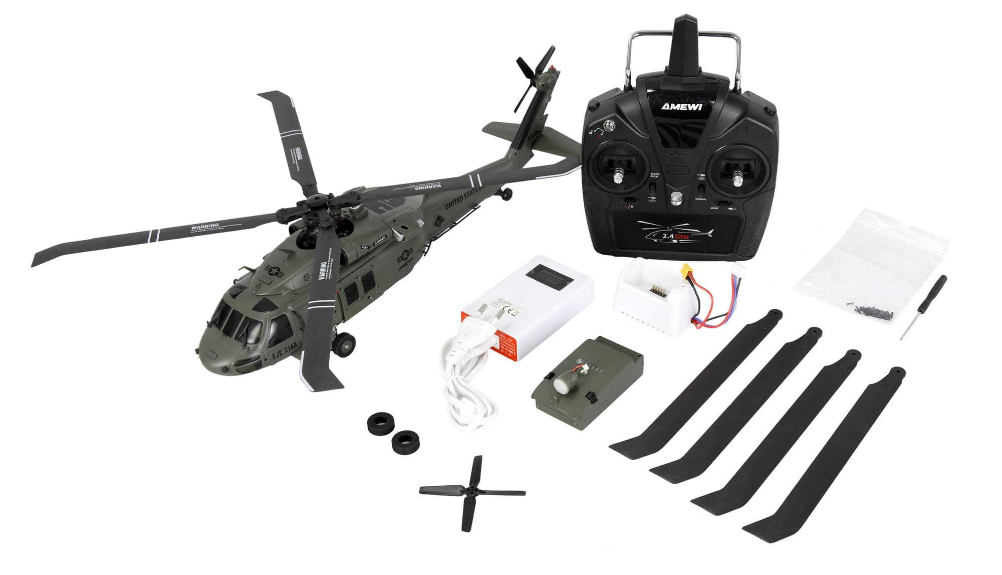 Amewi UH60 Black Hawk Marine 1_47 6G_3D RTF Helikopter im Transportkoffer