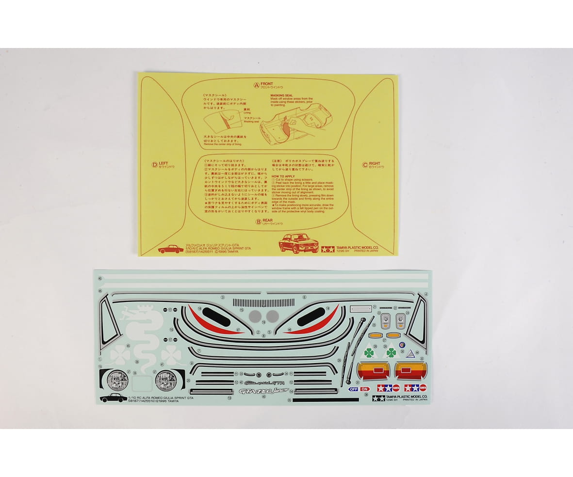 Tamiya Aufkleber Alfa Romeo Gulia Tamiya Aufkleber Alfa Romeo Gulia - RC-Zubehoer