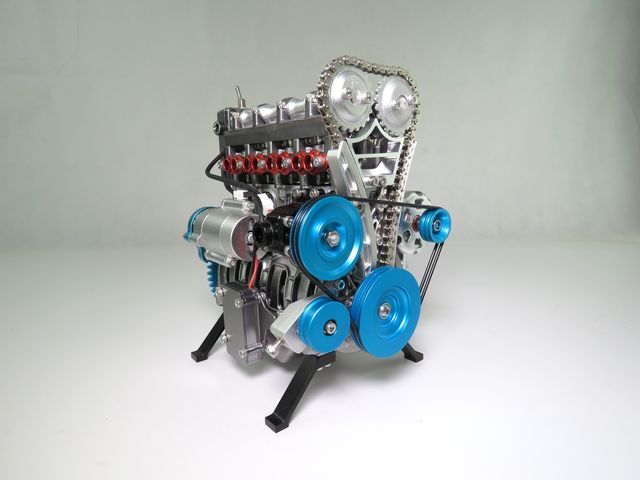 Thicon Motor 4-Zylinder Metall Bausatz Motorblock in grau - RC-Zubehoer