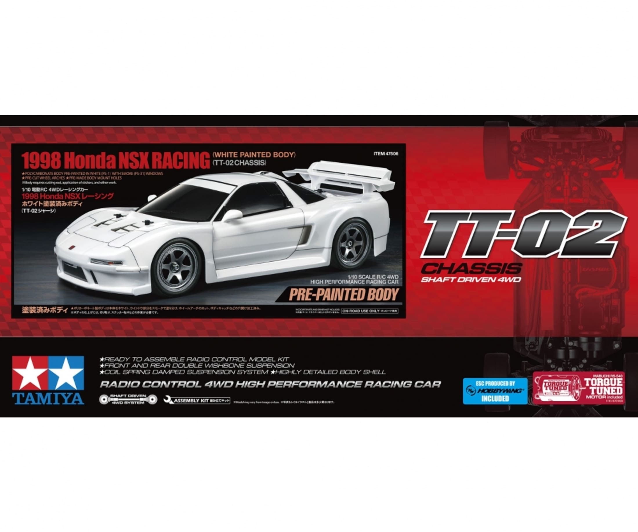 Tamiya 1_10 RC Honda NSX Racing TT-02 Weiss Bausatz Lackiert - RC-Zubehoer