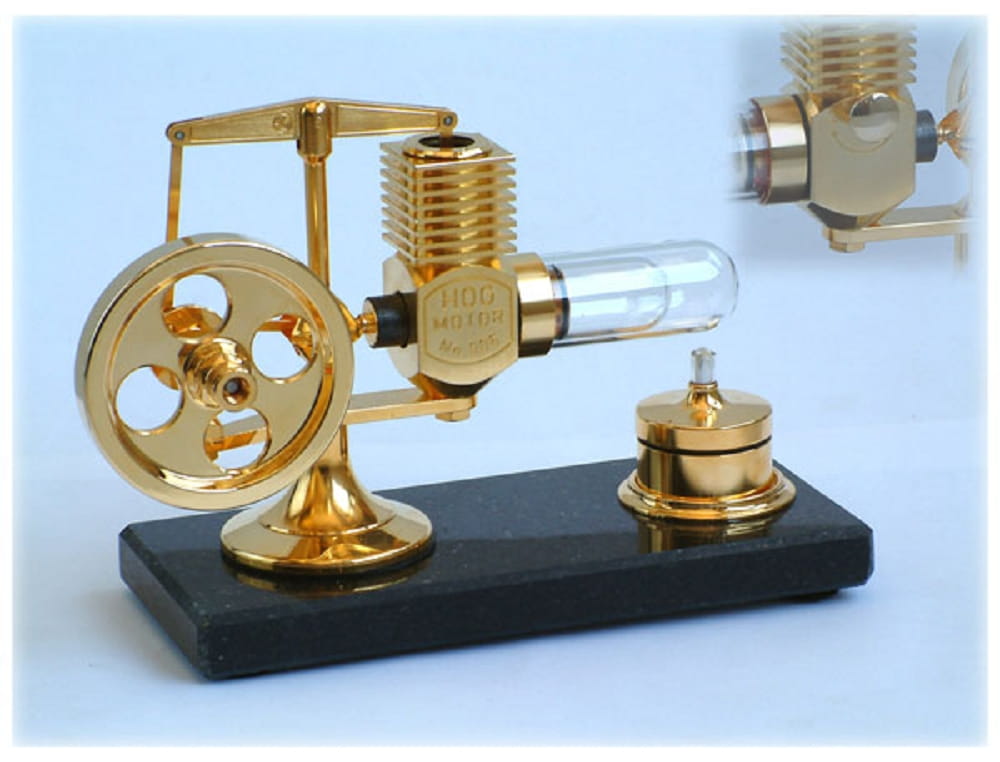 Krick Stirlingmotor groß Gold montiert