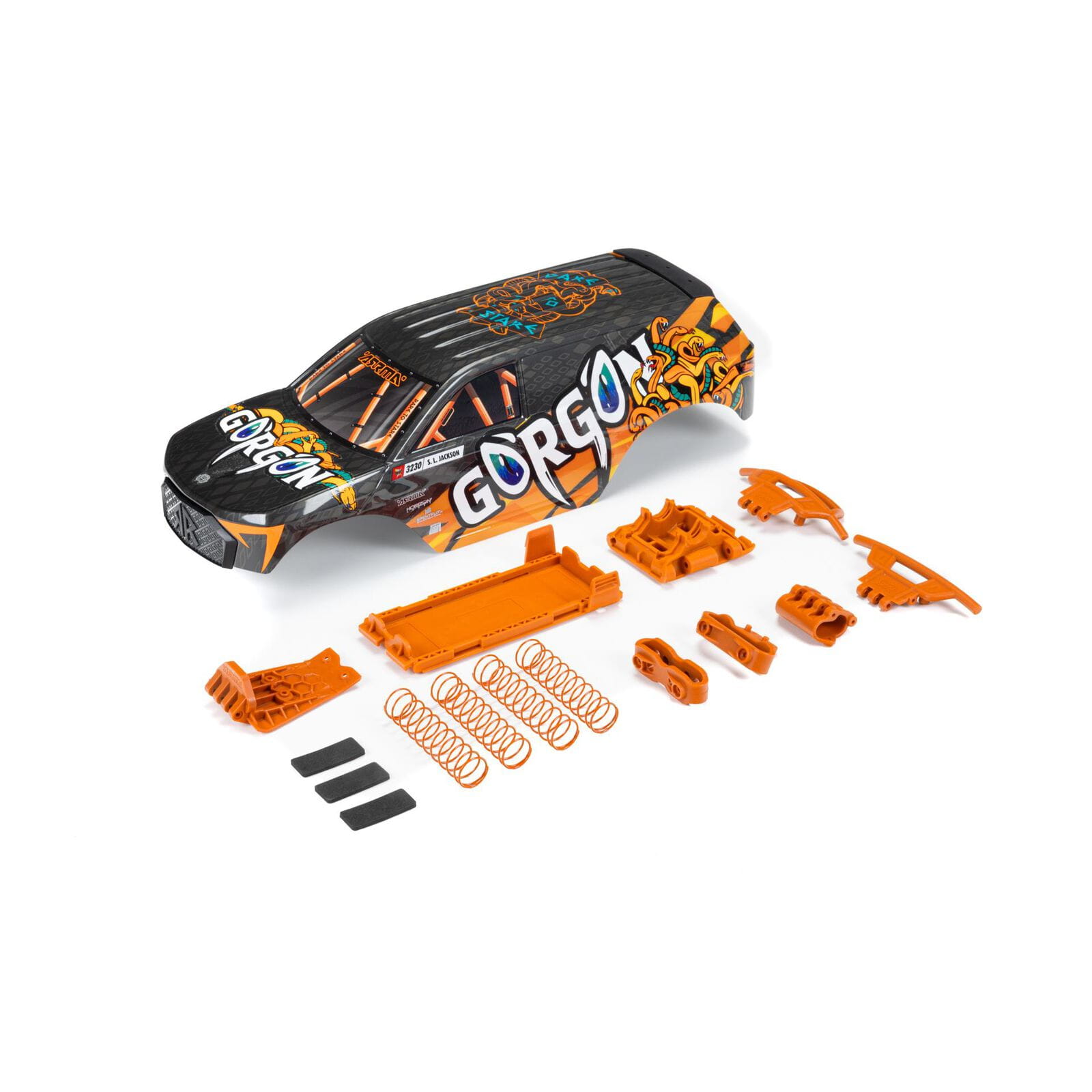 Arrma GORGON Karosserie Set Lackiert Decaled Trimmed Orange - RC-Zubehoer